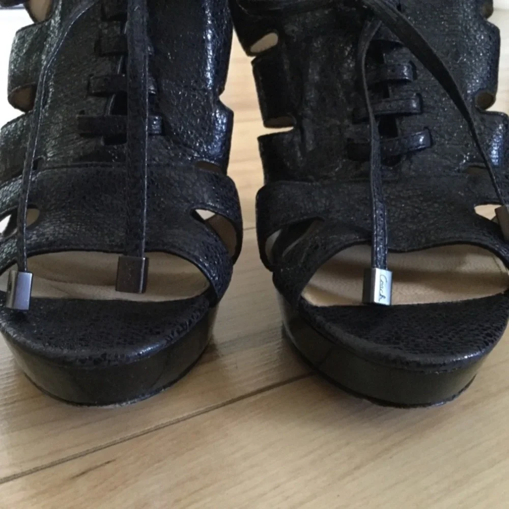 COACH | Maureen Caged Peep Toe Lace Up Platform Heels